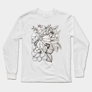 Seeing eye moth on flowers Long Sleeve T-Shirt